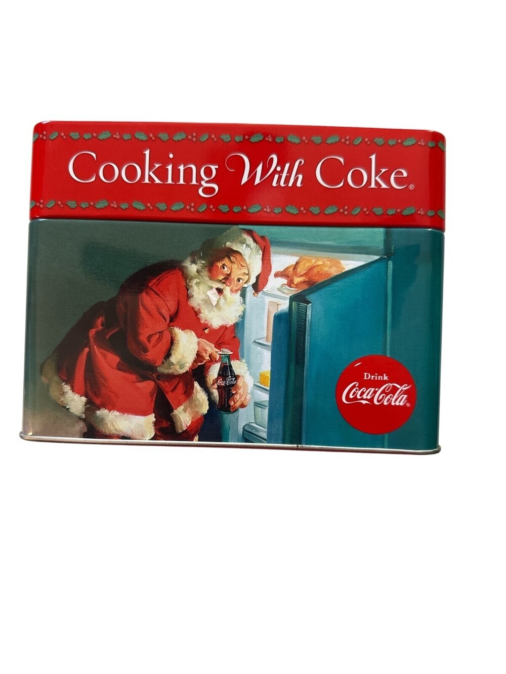 Coca-Cola Cooking With Coke Recipe Tin 78 Cards Holiday Santa Metal Box Set - Picture 7 of 8